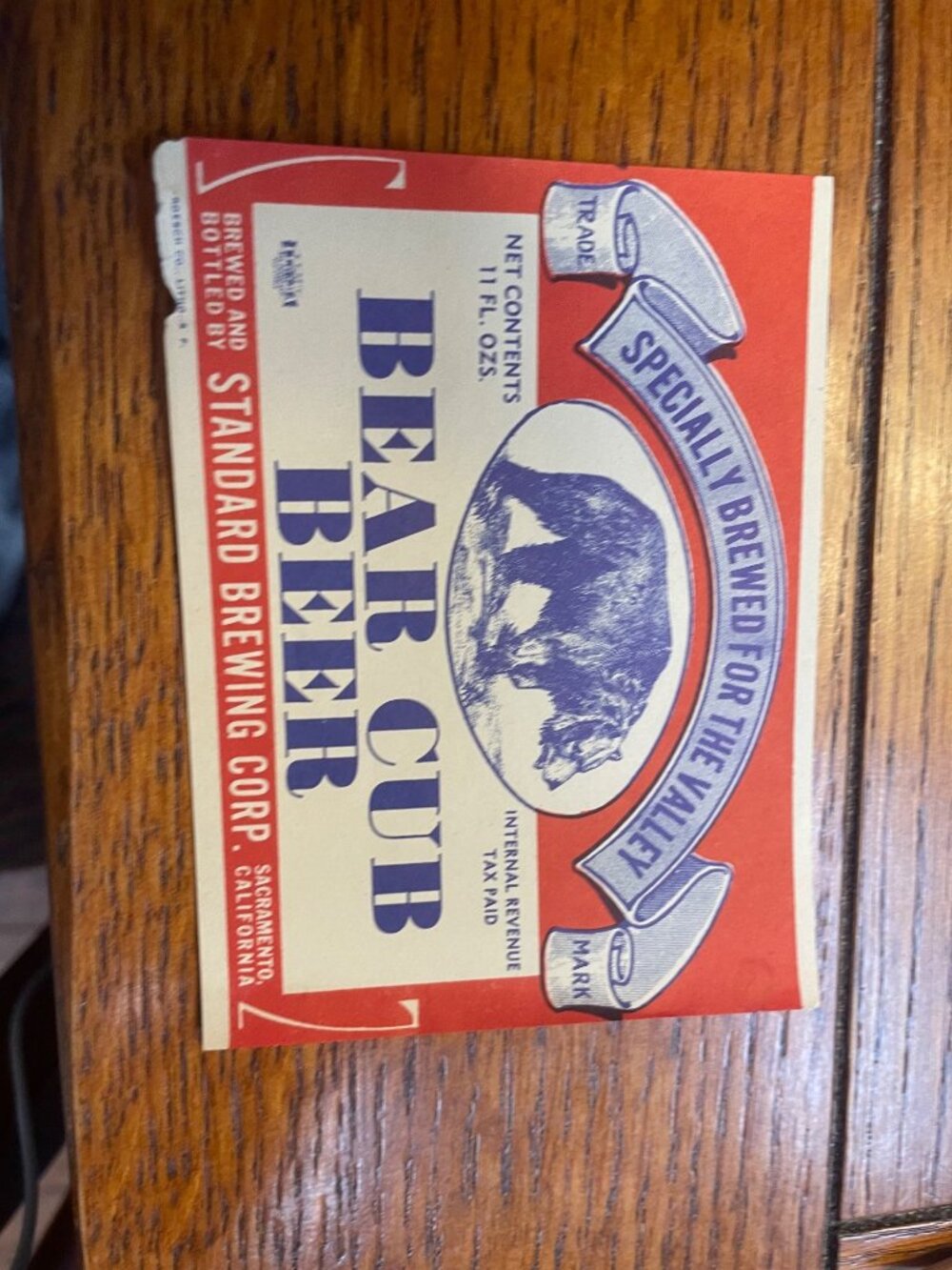 Vintage Bear Cub Beer Label 11 Fl Oz Standard Brewing Corp Sacramento Collectibl